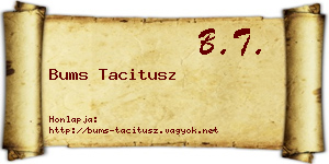 Bums Tacitusz névjegykártya